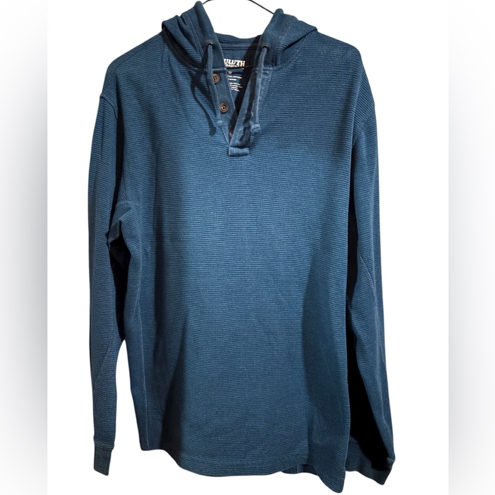 Duluth Trading Co Blue Hooded Thermal Long Sleeve Shirt Men’s size Medium
